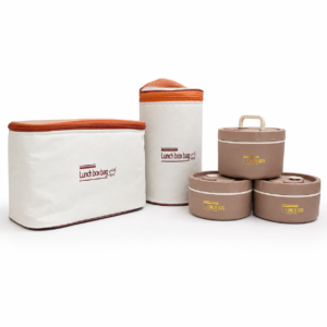 Portable 3-Piece Round Lunch Box Set with Carry Bag
